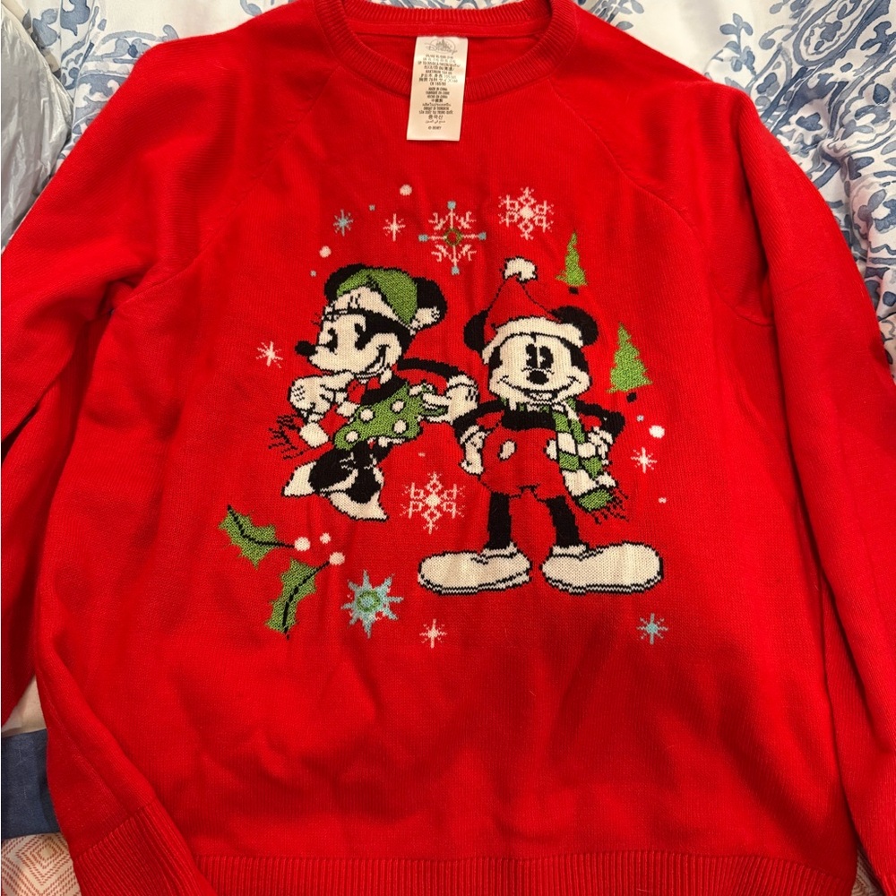 Disney Red Crewneck Sweater with Mickey and Minnie